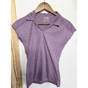 Adidas Polo Shirt Women's XS Purple Striped V-Neck Collared Tennis Golf